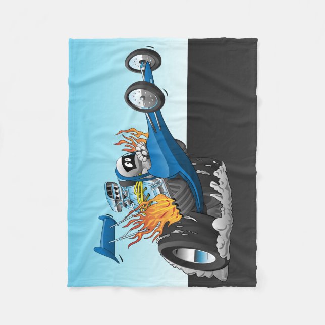 Top Fuel Dragster Cartoon Fleecedecke (Vorderseite)