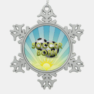 TOP Fußball Geboren Schneeflocken Zinn-Ornament