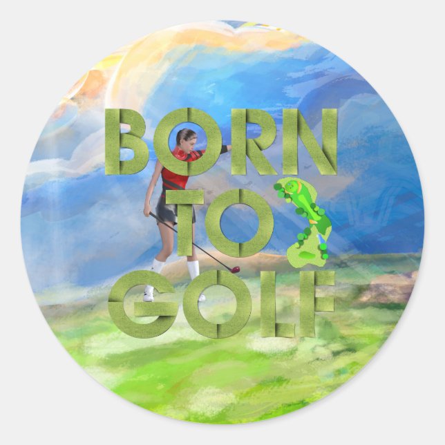 TOP Geboren zum Golf Runder Aufkleber (Vorderseite)