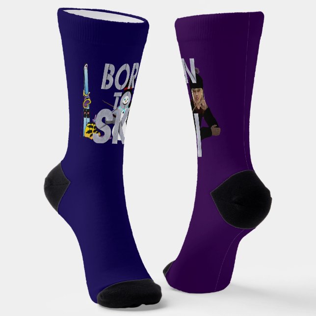TOP Geboren zum Skifahren Socken (Gewinkelt)