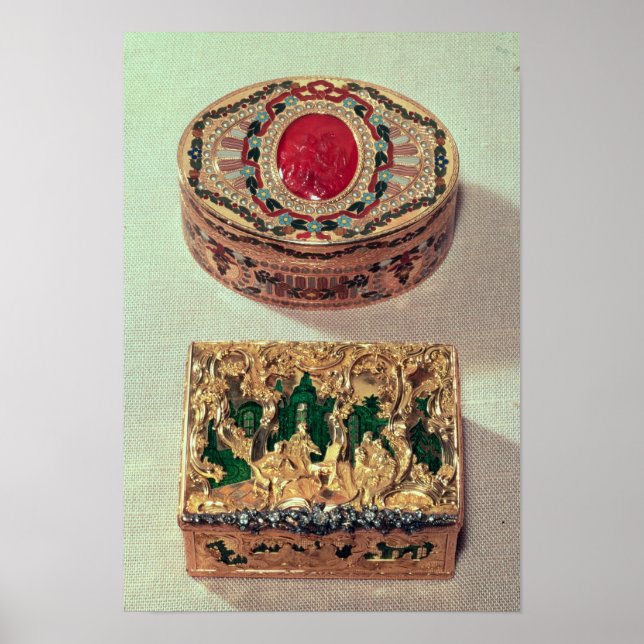 Top: Gold snuffbox inlaid with various stones Poster (Vorne)