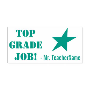 "TOP GRADE ARBEIT!" + Name des Tutors Stempel
