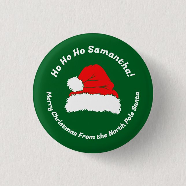 Top Green Ho ho ho Xmas Merry Christmas Button (Vorderseite)