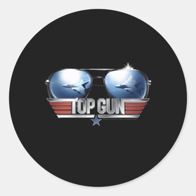 Top Gun Aviator Sonnenbrille Reflektion Runder Aufkleber (Vorderseite)