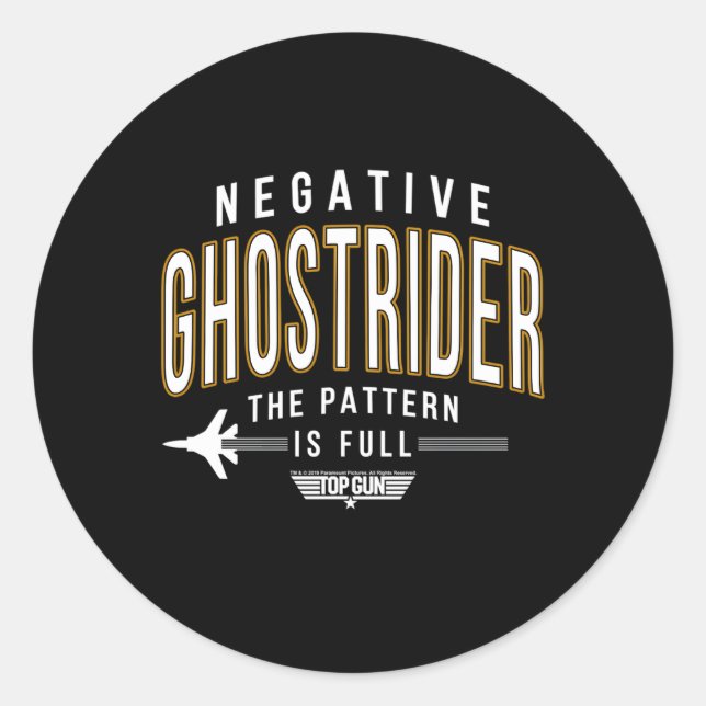 Top Gun Negativ Ghostrider Muster ist Volltext Runder Aufkleber (Vorderseite)