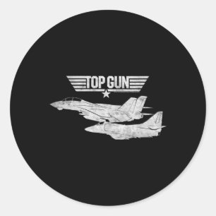 Top Gun White Flugzeug Runder Aufkleber