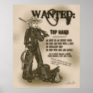 Top-Hand-Cowgirl-Plakat Poster