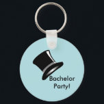 Top Hat auf Blue Schlüsselanhänger<br><div class="desc">Das klassische Stilsymbol, dieser schwarze Top Hut auf blauem Hintergrund wird für die Korrespondenz des Bräutigams und für die Bachelor-Partygeschenke großartig sein! Liebe es!</div>