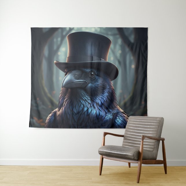 Top Hat Blackbird der Raven Wandteppich (Beispiel (Horizontal))