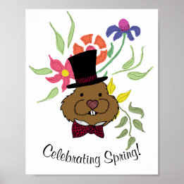 Top Hat Bow Krawatte Spring Blumen Poster