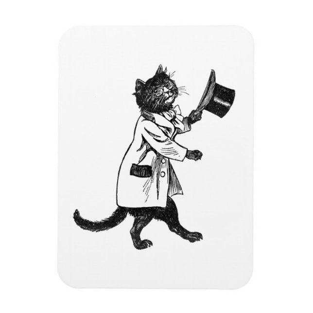 Top Hat Cat Vintag Art Flexi Magnet (Vertikal)