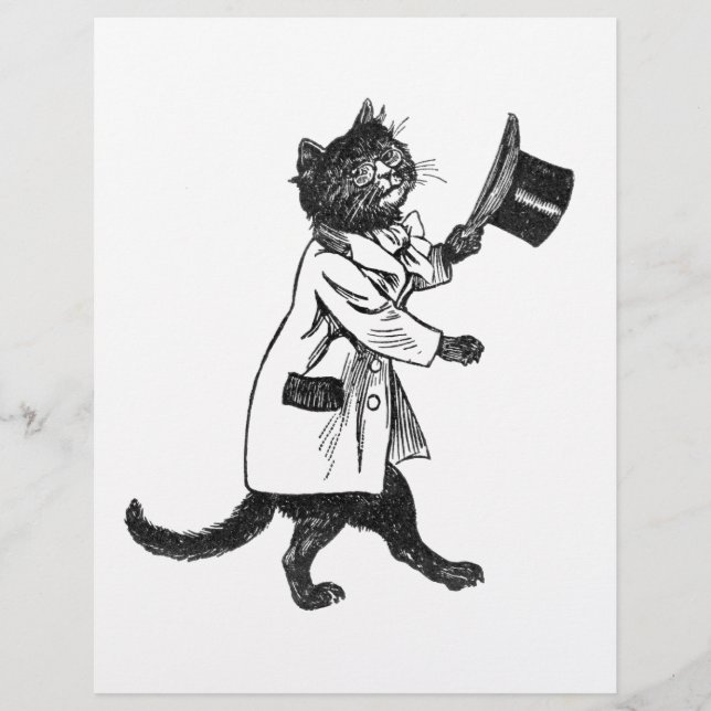 Top Hat Cat Vintag Art Flyer (Vorderseite)