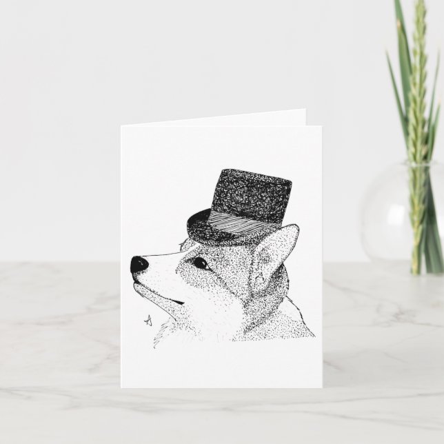 Top Hat Corgi Karte (Vorderseite)
