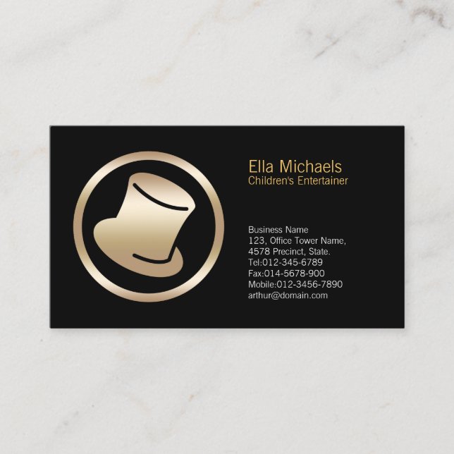 Top Hat Icon Children's Entertainer Business Card Visitenkarte (Vorderseite)