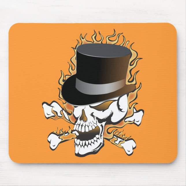 Top Hat Skull-Flaming Mousepad (Vorne)