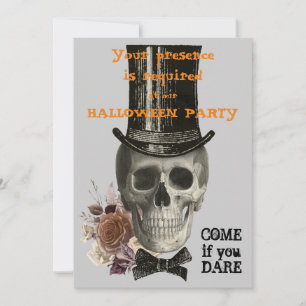 Top Hat Skull Halloween Party Invitation