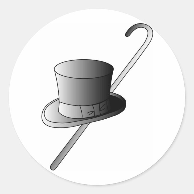 Top Hat und Cane Runder Aufkleber (Vorderseite)