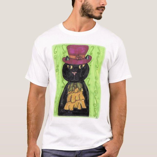 Top Hat Vintag Cat Niedlich Cartoon Art (Vorderseite)