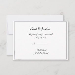 Top Hats Bow Krawatte Blue Gay Wedding Response Ca RSVP Karte