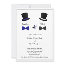 Top Hats und Bow Krawatte Blauer Schwule Einladung