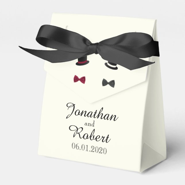 Top Hats und Bow Krawatte Gay Gastgeschenk Hochzei Geschenkschachtel (Vorderseite)