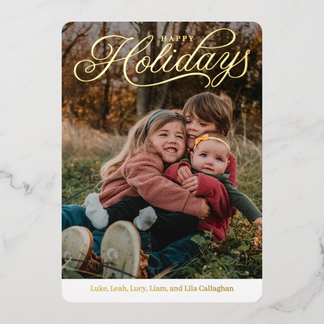 Top légende Joyeuses Fêtes Foil Carte de vacances (Recto)