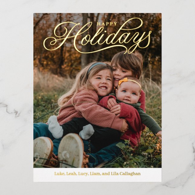 Top légende Joyeuses Fêtes Foil Carte postale (Recto)