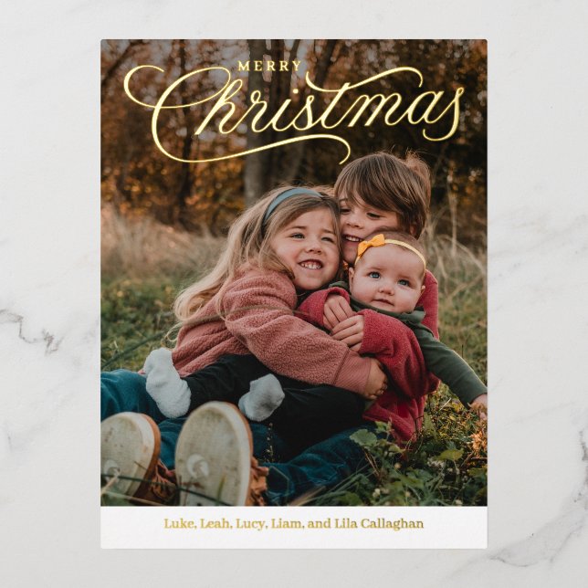 Top légende Joyeux Noël Foil Carte postale (Recto)