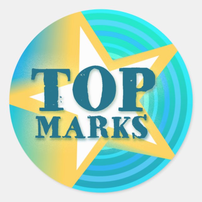 Top marken Sternaufkleber Lob blau/grün Runder Aufkleber (Vorderseite)