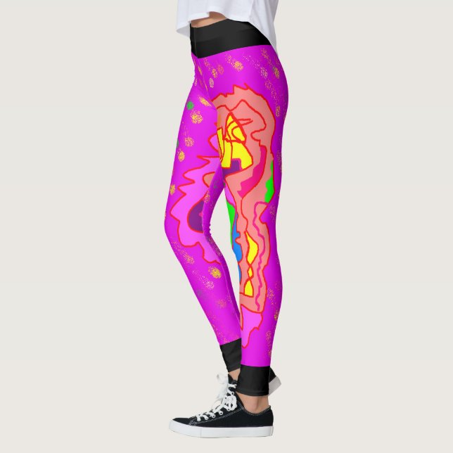 Top-Mode-Design Rosa und Orange Multi gemustert Leggings (Links)