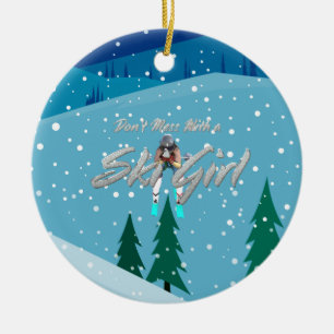 TOP nicht mit Ski-Girl Keramik Ornament