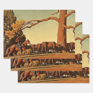„Top of the Ridge“ Western Art von Maynard Dixon Geschenkpapier Set