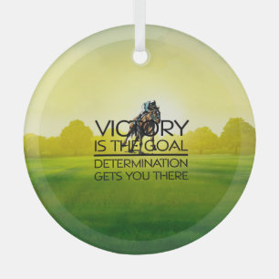 TOP Pferderennen Sieg Slogan Glas Ornament