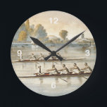 TOP-Rotation Runde Wanduhr<br><div class="desc">Klassisches Ruderbild von zwei Teams an der Themse,  die um den Rennen kämpfen. Cool. Hip. Retro. Ideal für alle Ruderfans,  Ruderboote,  Ruderwagen und andere,  die nicht warten können,  auf das Wasser zu steigen und zu rudern.</div>