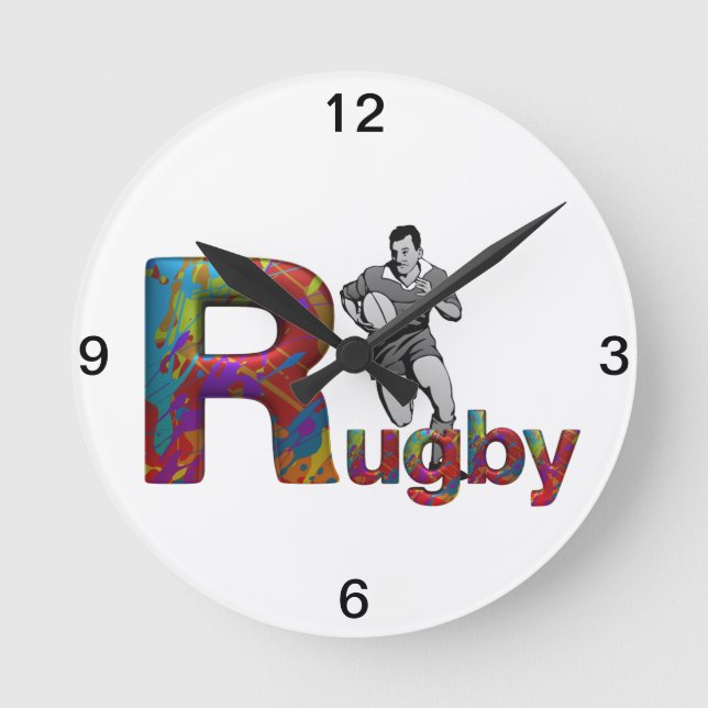 TOP Rugby Runde Wanduhr (Vorderseite)