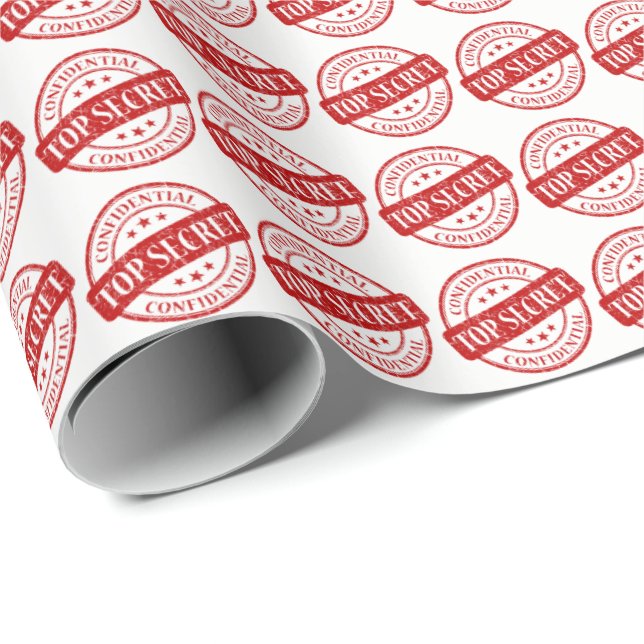 Top Secret Confidential Briefmarke White Stars Red Geschenkpapier (Rolleneckpunkt)