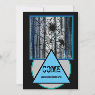 Top Secret Wedding Black and Blue Einladung