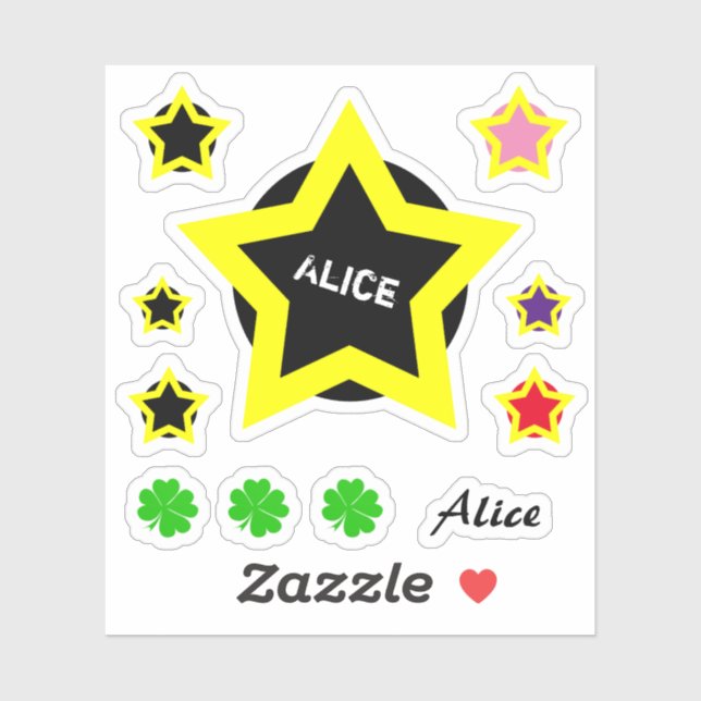 Top-Star- und Alice-Name /Clover-Set-Sticker Aufkleber (Blatt)