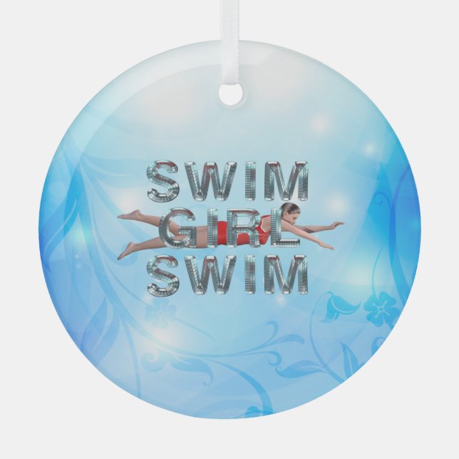 TOP Swim Girl Swim Glass Ornament (Vorderseite)