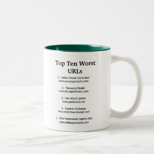 Top Ten schlechtestes URLs Zweifarbige Tasse