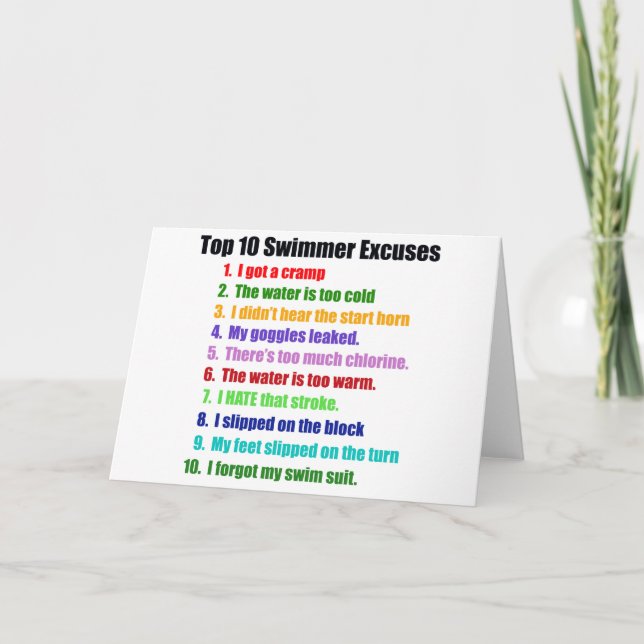 Top Ten Swimmer Ausreden Karte (Vorderseite)