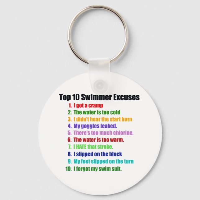 Top Ten Swimmer Ausreden Schlüsselanhänger (Vorderseite)