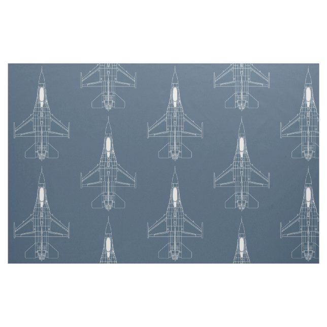 Top View F-16 in blau und weiß groß Stoff (Yard (91,4 cm))