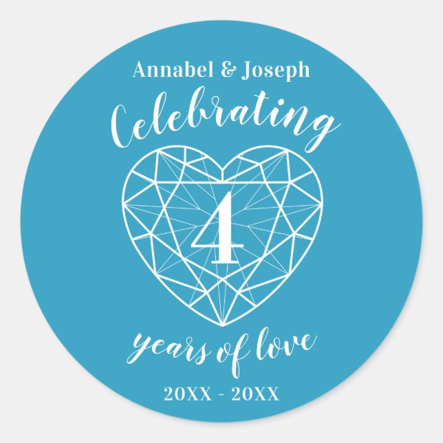 Topaz 4 Jahre Liebe Runder Aufkleber (Vorderseite)
