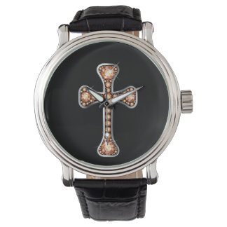 "Topaz" Christliches Kreuz in Silberschau Armbanduhr