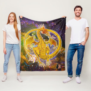 Topaz Cosmic Dragon Fleece Blanket