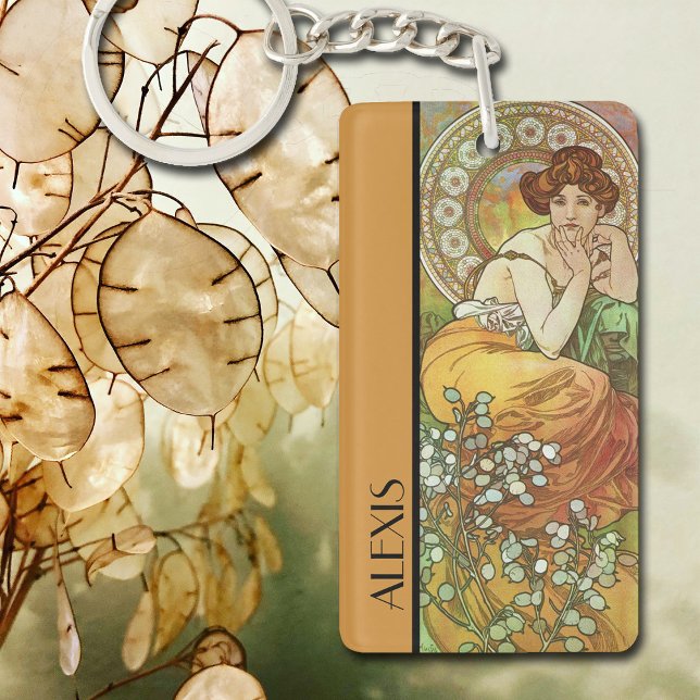 Topaz des pierres précieuses d'Alphonse Mucha (Art Nouveau illustration by Alphonse Mucha.  Small enough to carry in your pocket.  Great gift idea.)