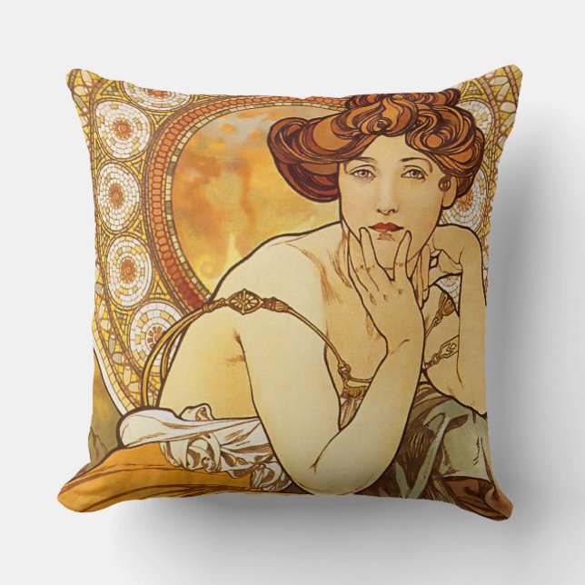 Topaz-Edelsteine Reihe, Kunst Nouveau Alphonse Kissen (Vorderseite)
