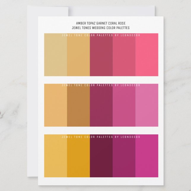 Topaz Garnet Coral Rose Jewel Tone Hochzeitfarben (Vorderseite)