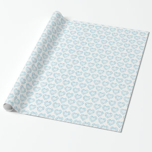 Topaz Herzmuschelkunstmuster in blauer Linie Geschenkpapier